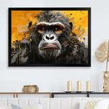 Black And Yellow Gorilla Graffiti - Animals Canvas Wall Art