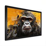 Black And Yellow Gorilla Graffiti - Animals Canvas Wall Art