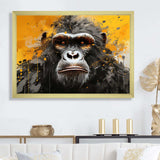 Black And Yellow Gorilla Graffiti - Animals Canvas Wall Art