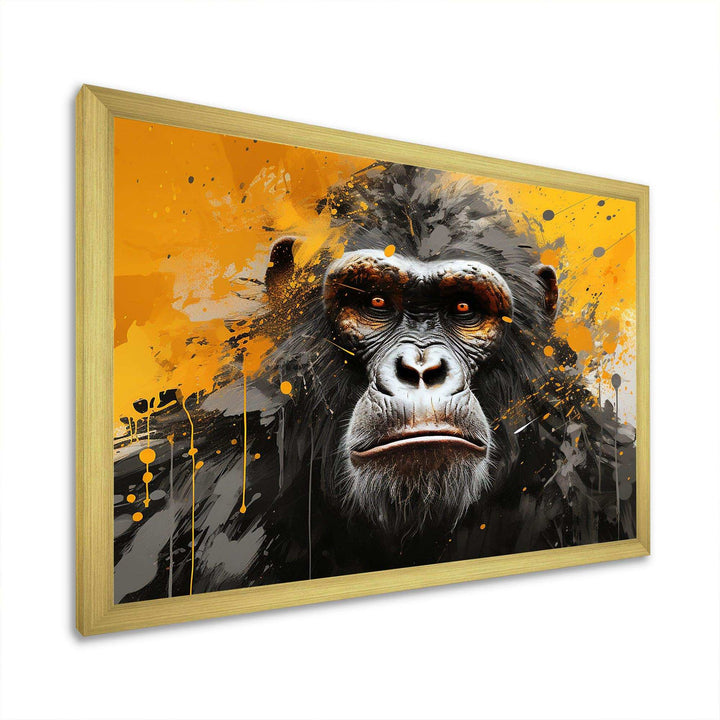 Black And Yellow Gorilla Graffiti - Animals Canvas Wall Art