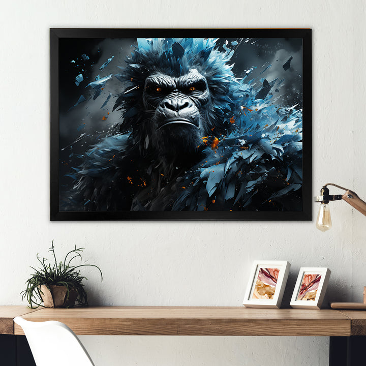 Blue Gorilla Graffiti - Gorilla Large Canvas Wall Art