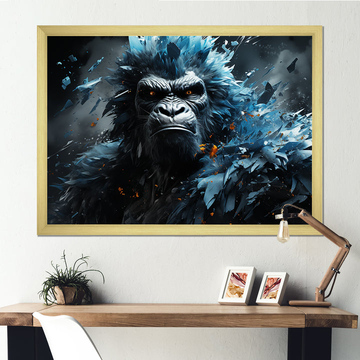 Blue Gorilla Graffiti - Gorilla Large Canvas Wall Art
