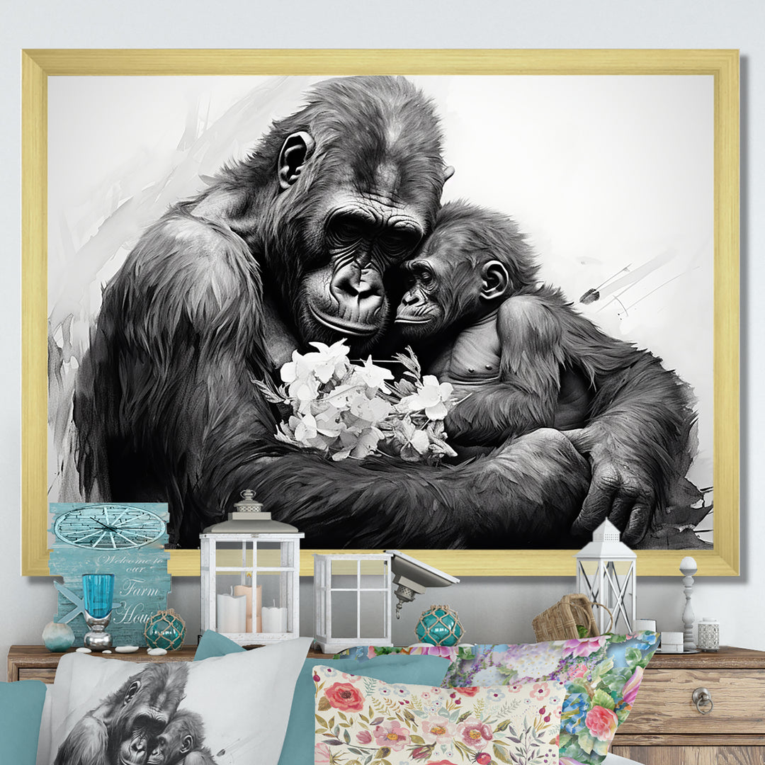 Gorilla Guardian Of His Family - Gorilla Bedroom Wall Art
