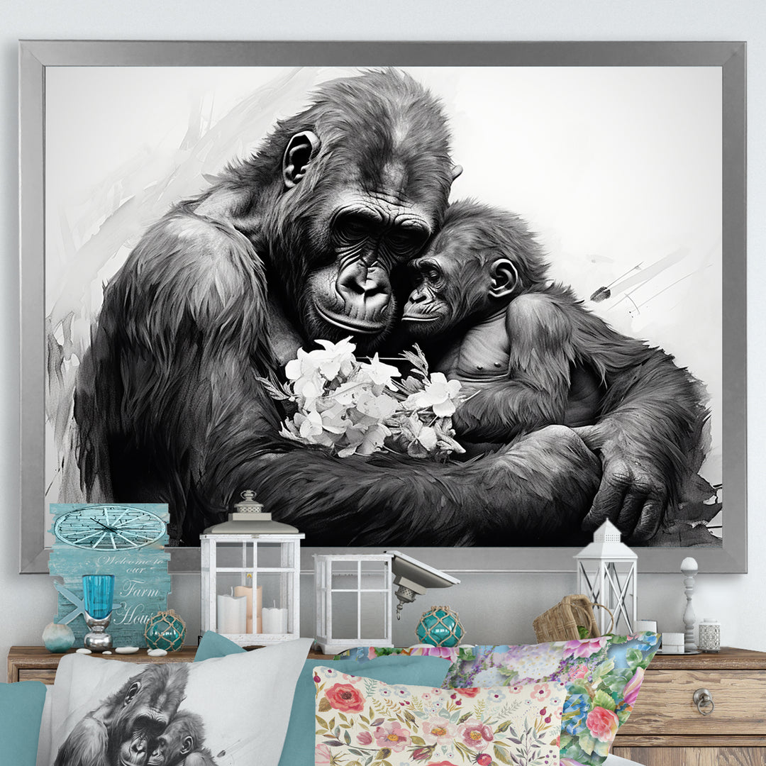 Gorilla Guardian Of His Family - Gorilla Bedroom Wall Art