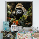 Floral Gorilla In Jungle - Gorilla Canvas Wall Art