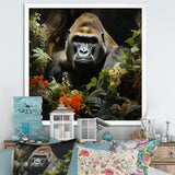 Floral Gorilla In Jungle - Gorilla Canvas Wall Art