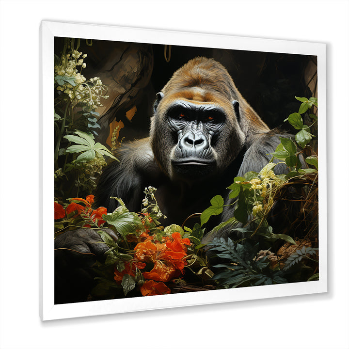 Floral Gorilla In Jungle - Gorilla Canvas Wall Art