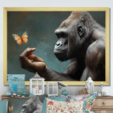 Gorillas Gentle Touch Butterfly - Gorilla Framed Canvas Art