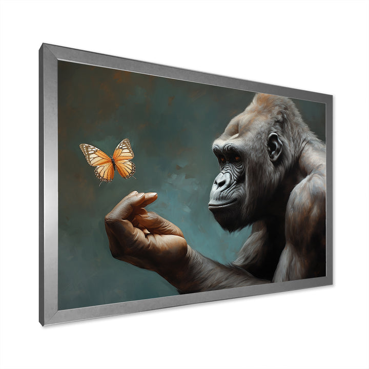 Gorillas Gentle Touch Butterfly - Gorilla Framed Canvas Art