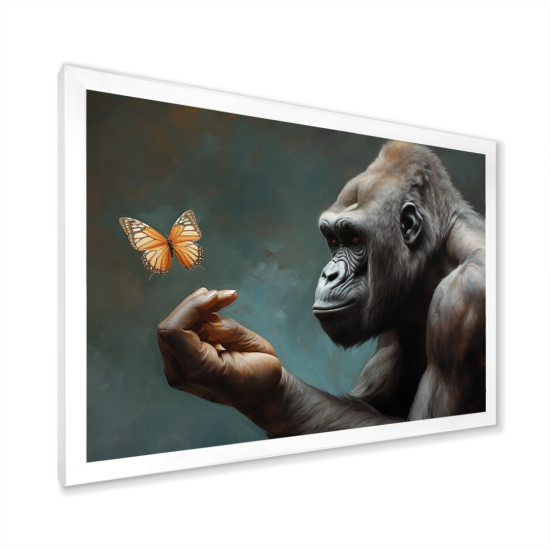 Gorillas Gentle Touch Butterfly - Gorilla Framed Canvas Art