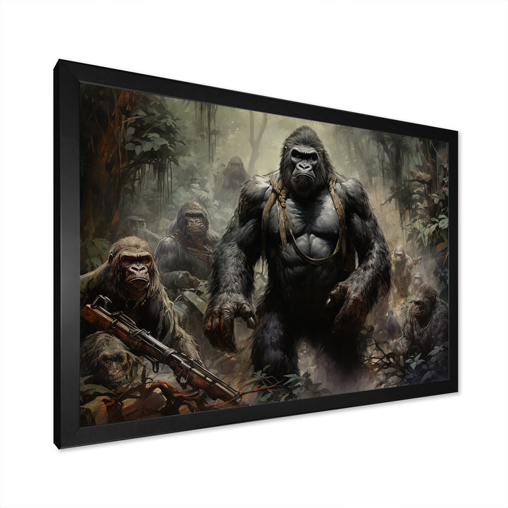 Gorilla Soldier Jungle Journey - Gorilla Bedroom Wall Art