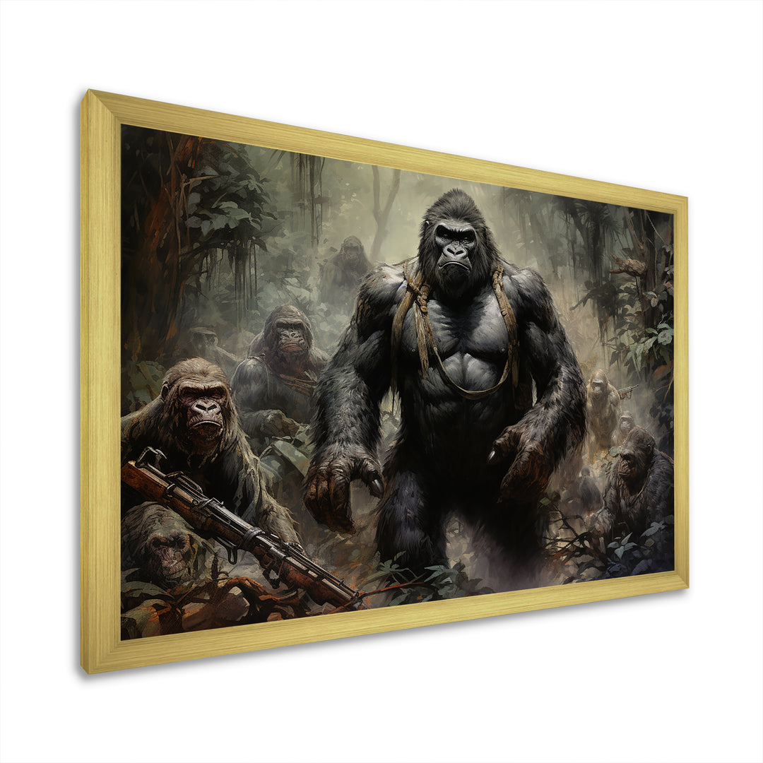 Gorilla Soldier Jungle Journey - Gorilla Bedroom Wall Art