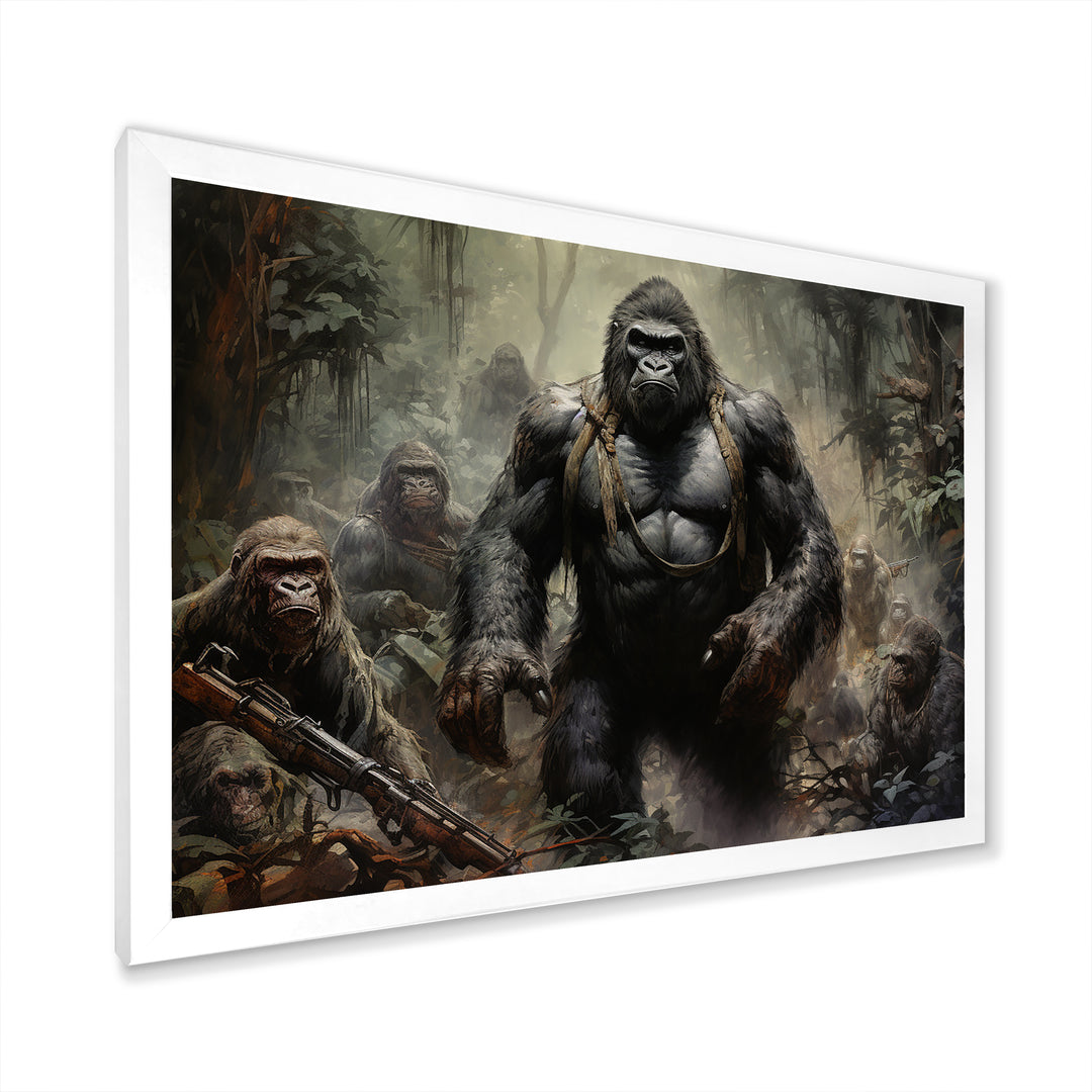Gorilla Soldier Jungle Journey - Gorilla Bedroom Wall Art