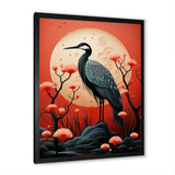Red Japanese Heron Ink Portrait - Heron Wall Art Prints