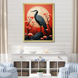Red Japanese Heron Ink Portrait - Heron Wall Art Prints