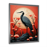Red Japanese Heron Ink Portrait - Heron Wall Art Prints