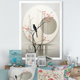 Grey Japanese Bird Ink Portrait - Gray Bird Wall Art