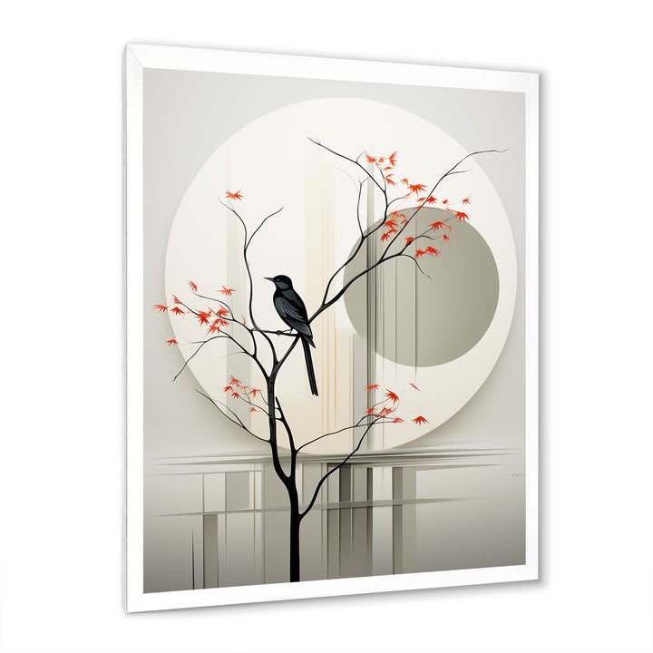 Grey Japanese Bird Ink Portrait - Gray Bird Wall Art