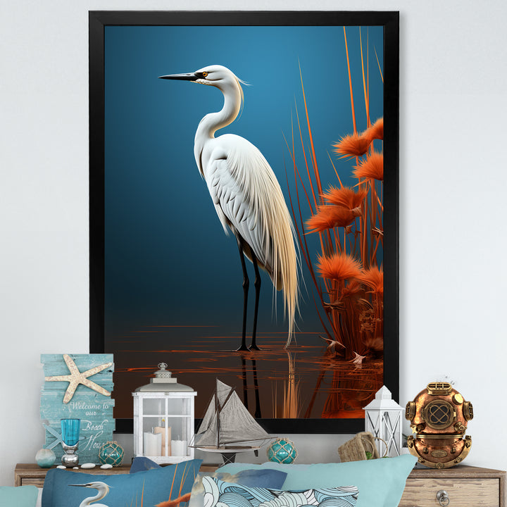 Minimal Heron Portrait Photography - White Heron Wall Art
