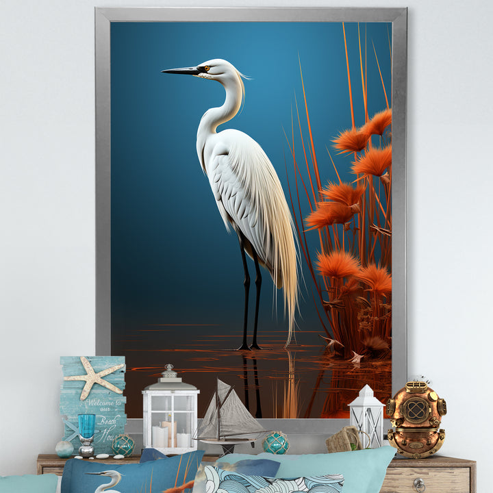 Minimal Heron Portrait Photography - White Heron Wall Art