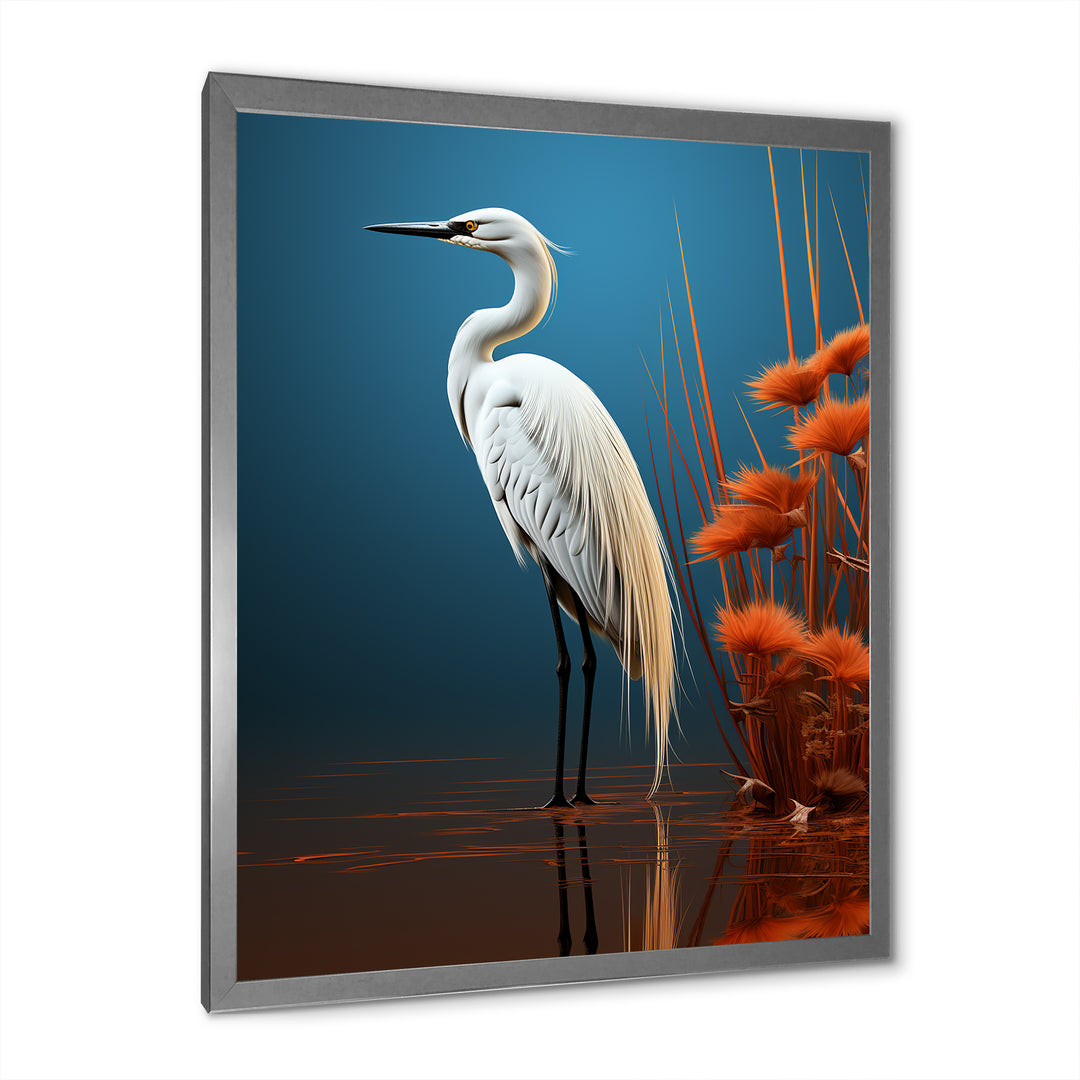 Minimal Heron Portrait Photography - White Heron Wall Art