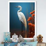 Minimal Heron Portrait Photography - White Heron Wall Art