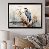 Blue Great Heron In Miminal Harmony - Animals Canvas Wall Art