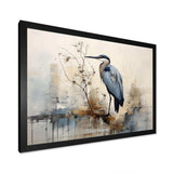 Blue Great Heron In Miminal Harmony - Animals Canvas Wall Art