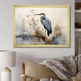 Blue Great Heron In Miminal Harmony - Animals Canvas Wall Art