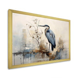 Blue Great Heron In Miminal Harmony - Animals Canvas Wall Art