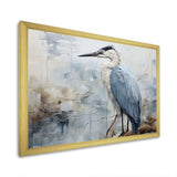 Blue Great Heron In Miminal Harmony I - Animals Canvas Wall Art