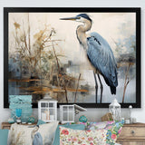 Blue Great Heron In Miminal Harmony II - Animals Canvas Wall Art