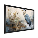 Blue Great Heron In Miminal Harmony II - Animals Canvas Wall Art