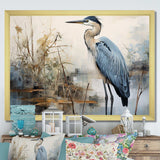 Blue Great Heron In Miminal Harmony II - Animals Canvas Wall Art