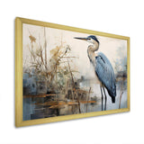 Blue Great Heron In Miminal Harmony II - Animals Canvas Wall Art