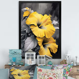 Yellow And Grey Hibiscus Serenade I - Floral Canvas Wall Art