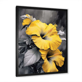 Yellow And Grey Hibiscus Serenade I - Floral Canvas Wall Art