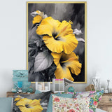 Yellow And Grey Hibiscus Serenade I - Floral Canvas Wall Art