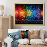 Hindu Chakras Radiant Rainbow - Spiritual Canvas Wall Art