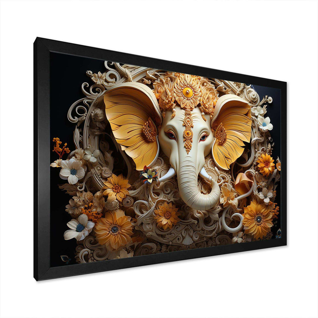 Hindu Ganesha Elephant Dog Turmeric Tints I - Spiritual Canvas Wall Art