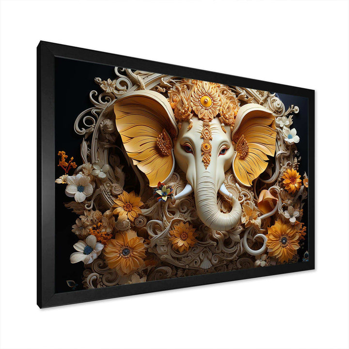 Hindu Ganesha Elephant Dog Turmeric Tints I - Spiritual Canvas Wall Art