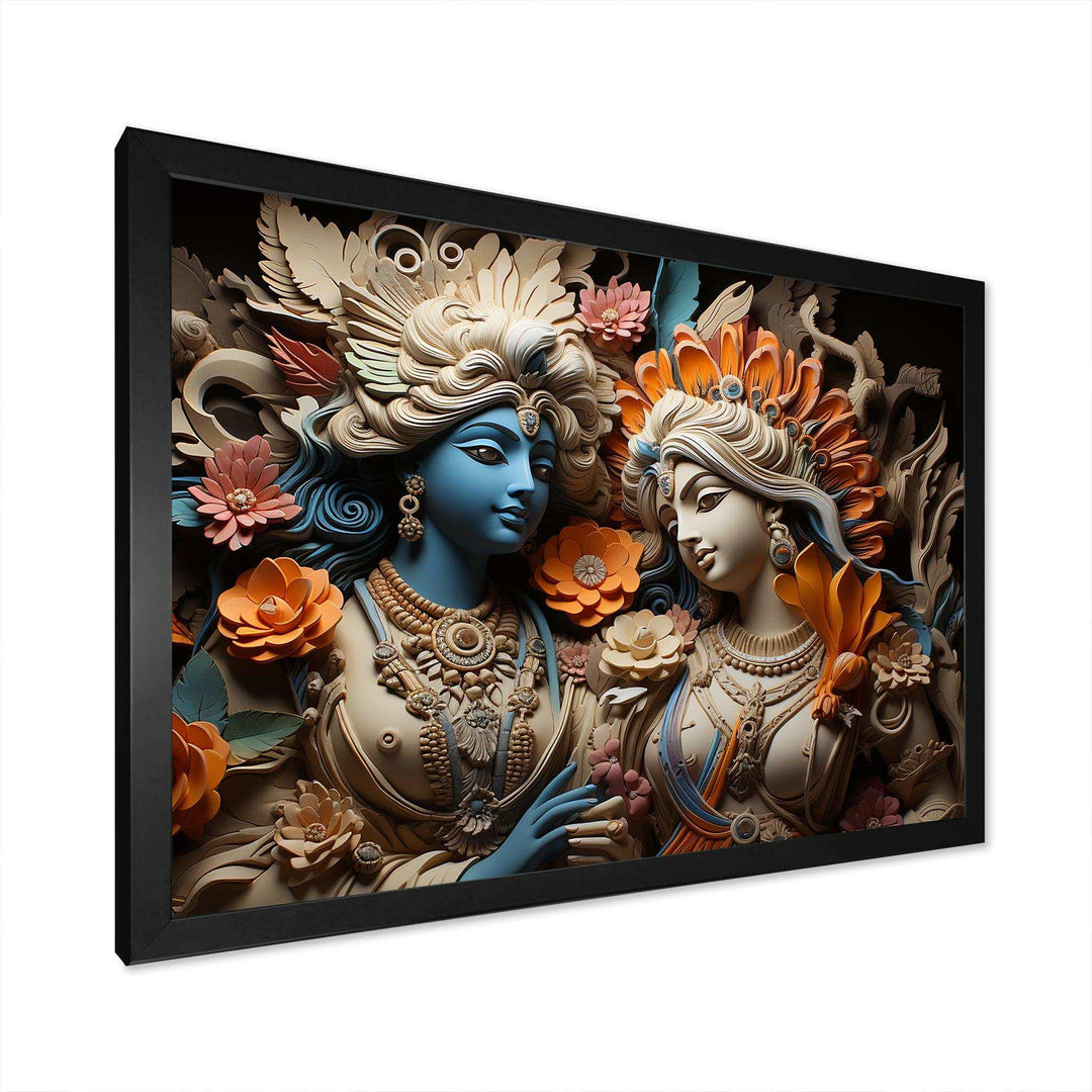 Hinduism Krishna Khaki Gods - Spiritual Canvas Wall Art