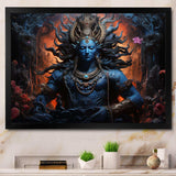 Hinduism Shivas Cosmic Cobalt - Spiritual Canvas Wall Art