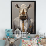 Business Hippo Portrait - Hippopotamus Large Canvas Wall Art