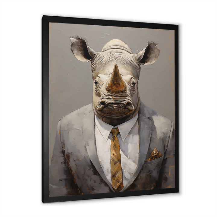 Business Hippo Portrait - Hippopotamus Large Canvas Wall Art