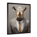 Business Hippo Portrait - Hippopotamus Large Canvas Wall Art