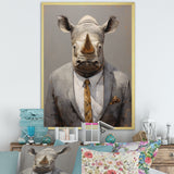 Business Hippo Portrait - Hippopotamus Large Canvas Wall Art