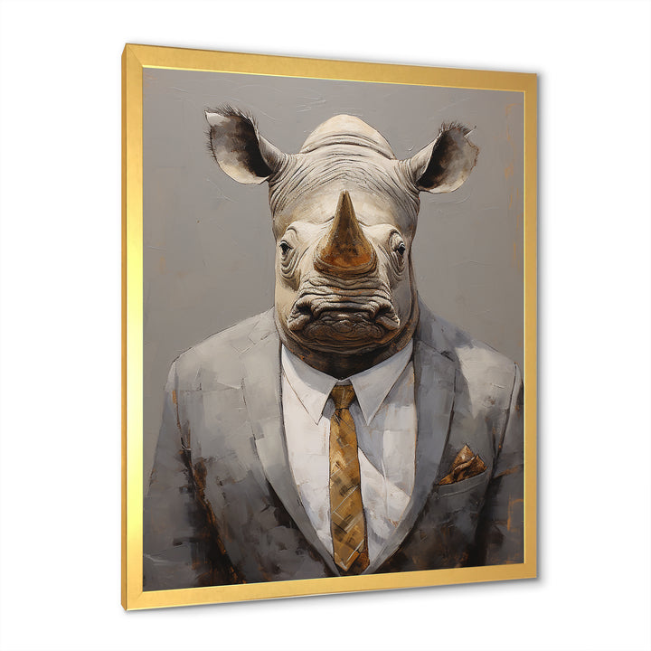 Business Hippo Portrait - Hippopotamus Large Canvas Wall Art