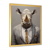 Business Hippo Portrait - Hippopotamus Large Canvas Wall Art