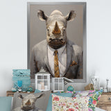 Business Hippo Portrait - Hippopotamus Large Canvas Wall Art